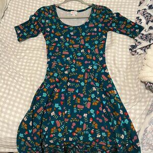 Flower + Forest dress [Lula Roe] Blue/Green coloring Size XS Women